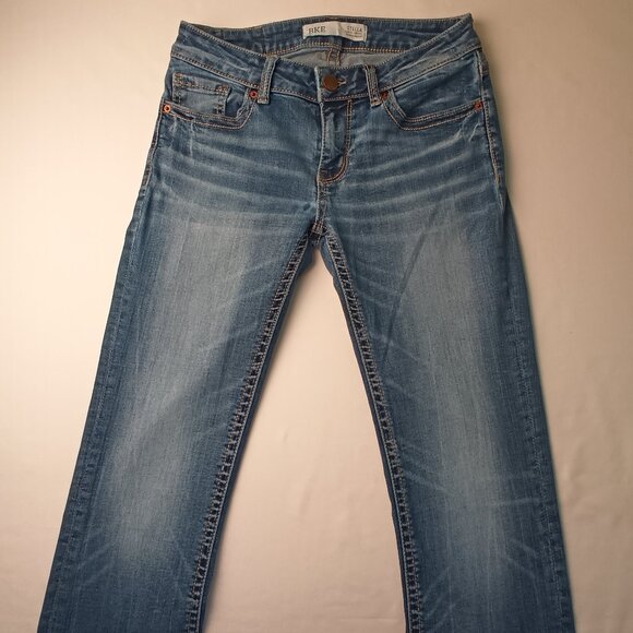 BKE Denim Jeans Size 26/2 Stella Slim Fit Low Rise Tailored Bootcut Medium Wash - Picture 2 of 10